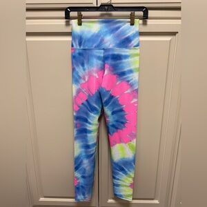 Beach Riot Vibrant Tie-Dye Leggings - Blue, Pink, Green Ribbed material size S